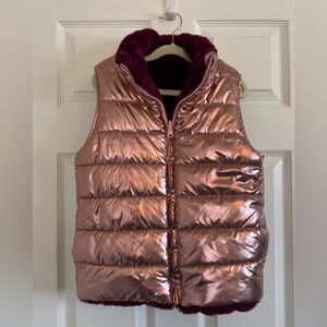 Metallic Pink Puffer Vest - Reversible